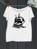 Men's T-Shirt Shadow Waves With Billowing Sails Under Crisp Evening Breeze Ship