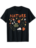Men's T-Shirt Nature With Strawberries Mushrooms Frog And Falling Leaves