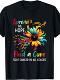 Men's T-Shirt Spread Hope Find A Cure With Multicolor Sunflower Ribbons Design Flower