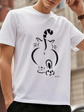 Men's T-Shirt Playful Striped Cat With Curving Tail And Whiskers Cat
