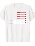 Men's T-Shirt Stylized American Flag Featuring Red Stripes And Hockey Sticks Design