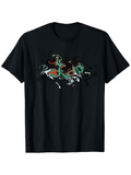 Men's T-Shirt Flowing Paint Streaks In Contrasting Colors On Black Shirt