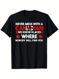 Men's T-Shirt Never Mess With A Canadian Red Maple Leaves On Black Shirt