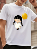 Men's T-Shirt Girl With Yellow Balloon Smiling Under Open Sky