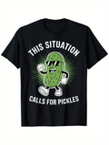 Men's T-Shirt This Situation Calls For Pickles Shining Green Rays With Cartoon Sunglasses Pickle