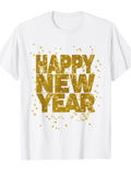 Men's T-Shirt Happy New Year Festive Gold Sparkles With Confetti Over Glittering Celebration Text