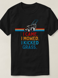 Men's T-Shirt I Came I Mowed I Kicked Grass With Colorful Stripes Under Vintage Lawnmower