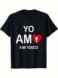 Men's T-Shirt White Bold Letters With Red Broken Heart And Silhouette Figure T Shirt