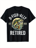 Men's T-Shirt OFishAlly Retired Vintage Fish Illustration With Water Splashing