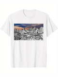 Men's T-Shirt Evening Clouds Over City Skyline With Busy Roads And Tall Buildings