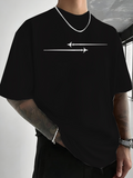 Men's T-Shirt Minimalist Design With Two White Arrows And Horizontal Line Arrow