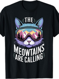 Men's T-Shirt The Meowtains Are Calling Reflections Of Mountains In Ski Goggles On Cat