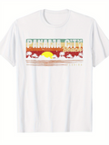 Men's T-Shirt Panama City Beach Sunset With Vintage Waves And Fading Dusk Sun