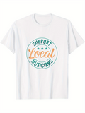 Men's T-Shirt Support Local Musicians Retro Circular Lettered Badge