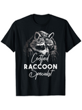 Men's T-Shirt Certified Raccoon Specialist With Hand Drawn Realistic Fur Raccoon Portrait