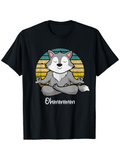 Men's T-Shirt Ohmmmmm Serene Sunset With Peaceful Meditating Cartoon Wolf