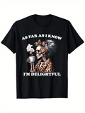 Men's T-Shirt As Far As I Know Im Delightful Leopard Print Headscarf Skull With Coffee Cup
