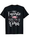 Men's T-Shirt My Favorite People Call Me Oma Pink Blossoms And Doodle Hearts Wording T Shirt