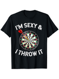 Men's T-Shirt Im Sexy And I Throw It With Colorful Dartboard Illustration Centered
