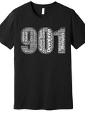 Men's T-Shirt Downtown Memphis Skyline Highlights With Local District Names 901