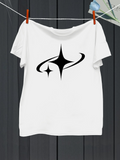 Men's T-Shirt Minimalist Black Cosmic Star Design On White Space Tee