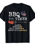 Men's T-Shirt BBQ Timer Steak And Grilling Icons With Beer Glasses Chart