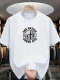 Men's T-Shirt One Nation Under God Black Modern Patriotic Lettering With Globe Emblem Typography Design