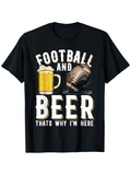 Men's T-Shirt Football And Beer Chill Time With Classic Mug And Sports Ball