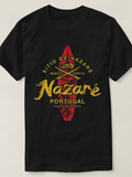 Men's T-Shirt Nazare Portugal Vintage Surfboard Textured Lettering T Shirt
