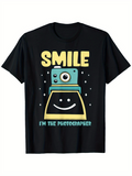 Men's T-Shirt Smile With Cheerful Cartoon Camera And Playful Graphic Elements