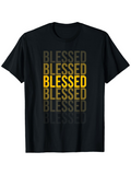 Men's T-Shirt Blessed Bold Letters With Faded Shadows Centered On Black Shirt
