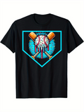 Men's T-Shirt Icy Splash With Dripping Baseball Surrounded By Wooden Bats Home Plate