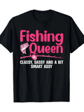 Men's T-Shirt Fishing Queen With Playful Pink Lettering And Jumping Fish Graphic
