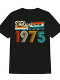 Men's T-Shirt Vintage Multicolor Striped Numbers With Retro Cassette Tape