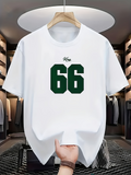 Men's T-Shirt Bold Green Block Numbers On Minimal Clean White T Shirt