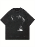 Men's T-Shirt Midnight Shadows With Glowing Eyes Staring French Bulldog