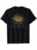 Men's T-Shirt Golden Petals Gently Illuminated In Calm Water Lotus Flower