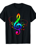 Men's T-Shirt Vivid Rainbow Swirling Notes And Colorful Treble Clef Symbol