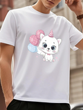 Men's T-Shirt Playful Pastel Balloons With Whimsical Party Unicorn Cat