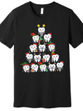 Men's T-Shirt Smiling Teeth With Christmas Hats Forming A Festive Tree