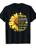 Men's T-Shirt Mom Grandma Great Grandma With Sunflower And Yellow Butterflies Flower