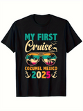 Men's T-Shirt My First Cruise Sunset Beach Palms Ocean Sunglasses