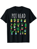 Men's T-Shirt Pot Head With Rows Of Colorful Flower Pots Featuring Cactus Plants