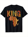Men's T-Shirt King In Vibrant Tribal Pattern With African Continent Silhouette