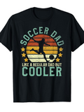 Men's T-Shirt Soccer Dad Vintage Striped Sunset With Retro Stars And Kicking Silhouette Soccer Player