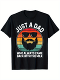 Men's T-Shirt Just A Dad With Retro Rainbow Circle Glasses And Beard Silhouette