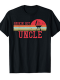 Men's T-Shirt Smokin Hot Uncle Retro Sunset Barbecue Grill With Vintage Stripes Graphic Uncle