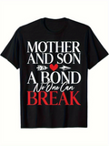 Men's T-Shirt Mother And Son Unbreakable Bond With Red Heart And Arrows
