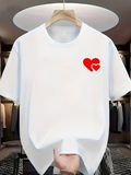 Men's T-Shirt Bold Red Artistic Hearts On Crisp Minimal White Tee