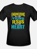 Men's T-Shirt Engineering In My Veins Jesus In My Heart Vibrant Letters On Black T Shirt